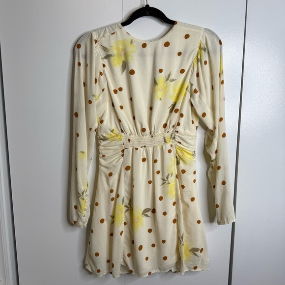 Free People - Date Night Mini Dress in Sunshine Combo - Polka Dot Long Sleeve - Picture 10 of 12